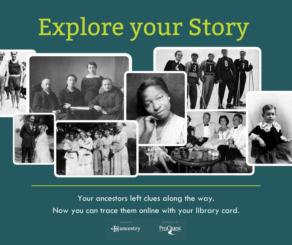 A graphic advertising Ancestry Library Edition for Facebook