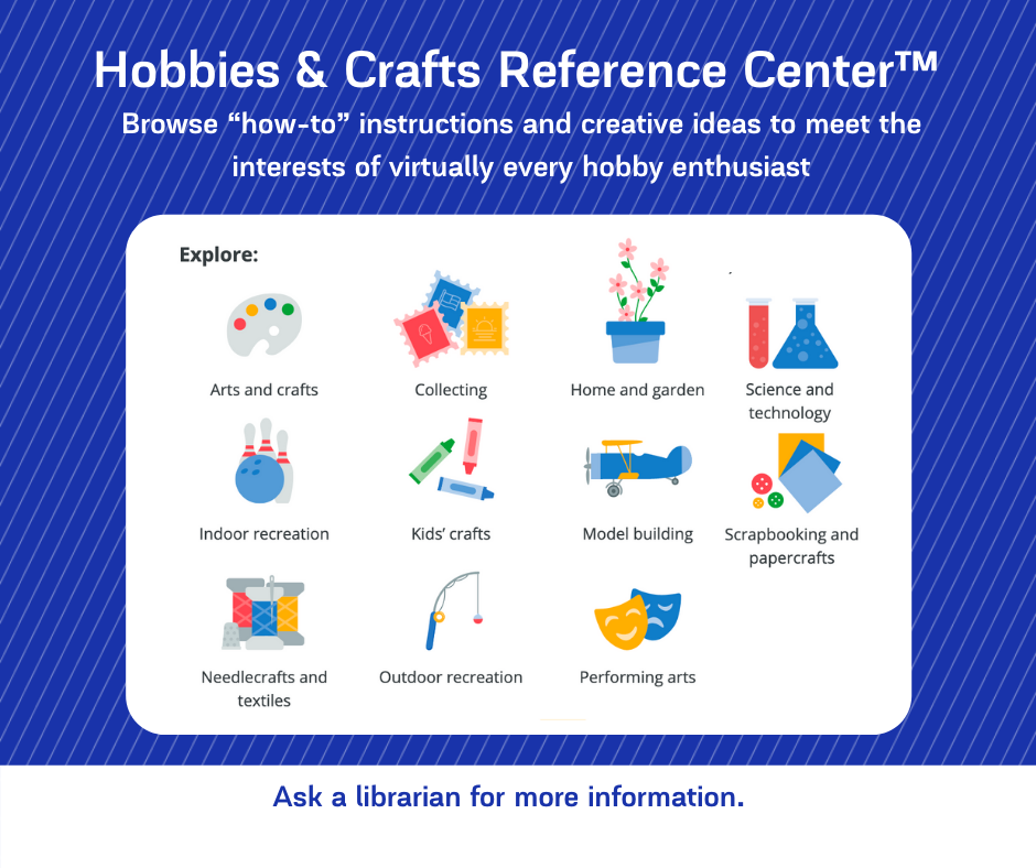 A graphic advertising the Hobbies & Crafts Reference Center for Facebook