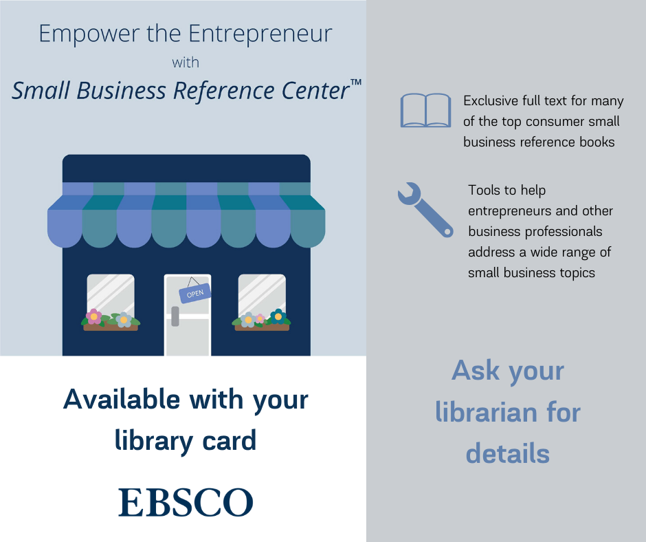 A graphic advertising the Small Business Reference Center for Facebook