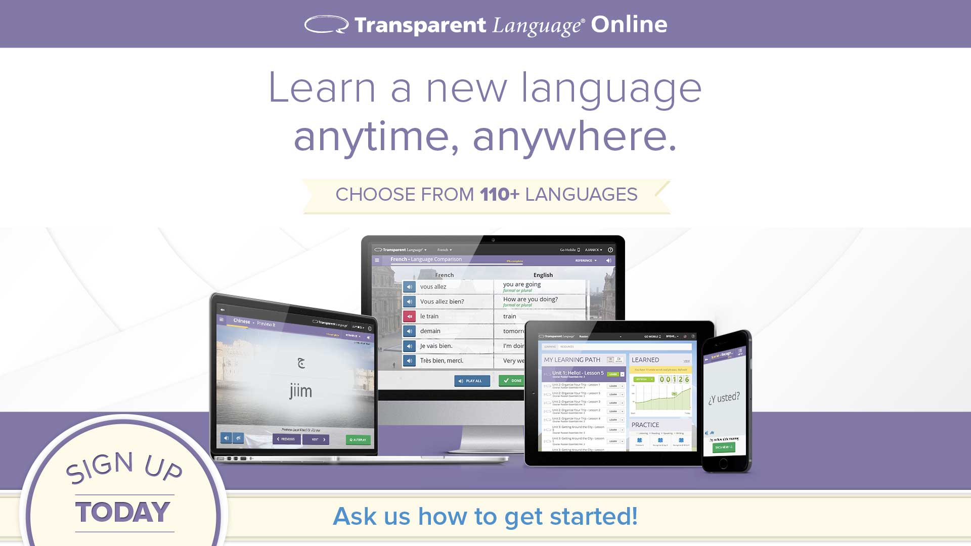 Monitor display slide for Transparent Language