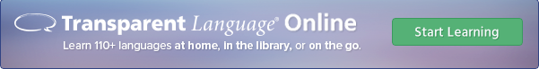 "Start Learning" Transparent Language Online - 600x75px